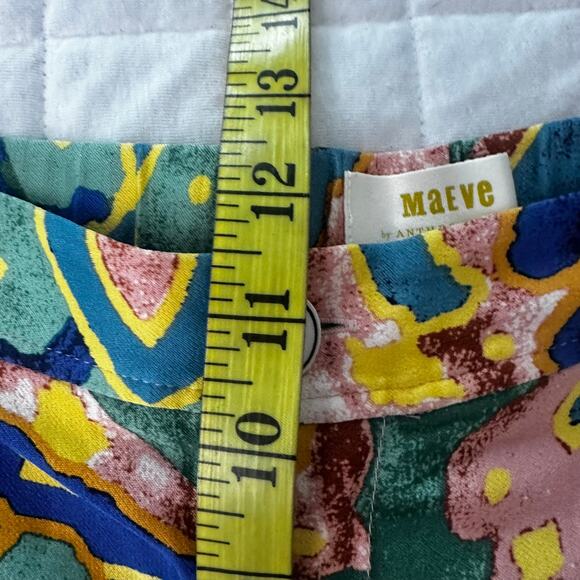 MAEVE ANTHROPOLOGIE Womens Pants 4 Rhiannon Satin Cropped Flare Bohemian Artsy - Picture 7 of 10